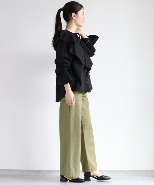 cepo(セポ)の「スキッパーラッフルブラウス(シャツ/ブラウス・レディース・ミント/オフホワイト/ブラック・M)」の21枚目の写真