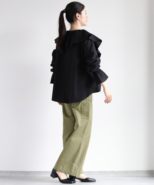 cepo(セポ)の「スキッパーラッフルブラウス(シャツ/ブラウス・レディース・ミント/オフホワイト/ブラック・M)」の22枚目の写真