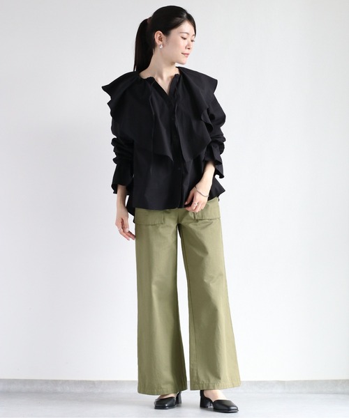 cepo(セポ)の「スキッパーラッフルブラウス(シャツ/ブラウス・レディース・ミント/オフホワイト/ブラック・M)」の20枚目の写真