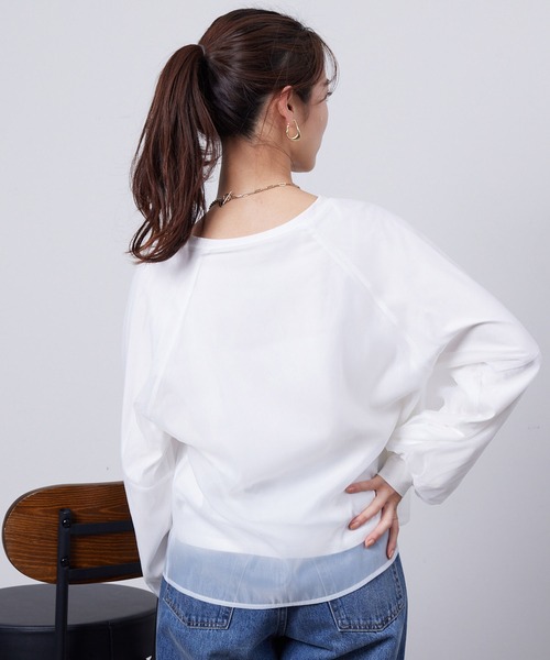 Chez toi(シェトワ)の「オーガンジーレイヤードプルオーバー(Tシャツ/カットソー・レディース・アイボリー/ブラック/グレイッシュベージュ/オレンジ・FREE)」の8枚目の写真