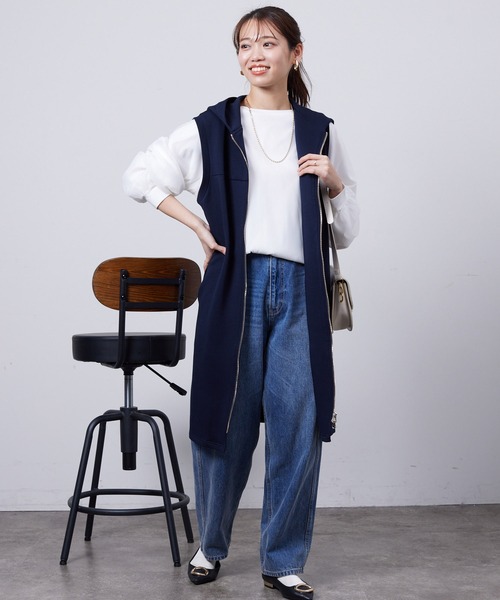 Chez toi(シェトワ)の「オーガンジーレイヤードプルオーバー(Tシャツ/カットソー・レディース・アイボリー/ブラック/グレイッシュベージュ/オレンジ・FREE)」の16枚目の写真