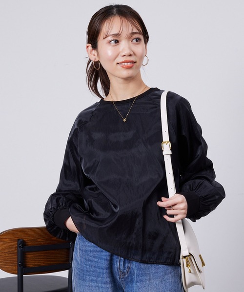 Chez toi(シェトワ)の「オーガンジーレイヤードプルオーバー(Tシャツ/カットソー・レディース・アイボリー/ブラック/グレイッシュベージュ/オレンジ・FREE)」の20枚目の写真