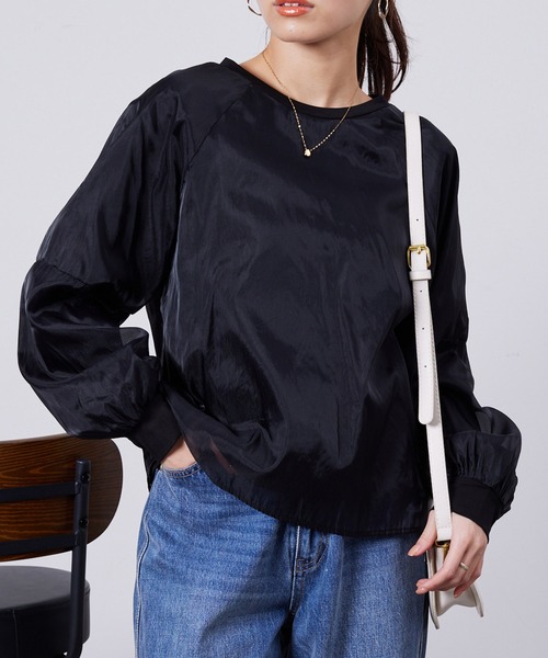 Chez toi(シェトワ)の「オーガンジーレイヤードプルオーバー(Tシャツ/カットソー・レディース・アイボリー/ブラック/グレイッシュベージュ/オレンジ・FREE)」の21枚目の写真