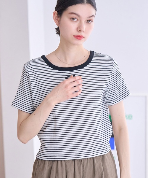ROPE' PICNIC(ロペピクニック)の「リンガーTシャツ(Tシャツ/カットソー・レディース・グリーン系その他/ブラック/オレンジ系その他・38)」の1枚目の写真