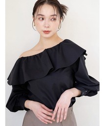 ブラウス シャツ ワンショルロングスリーブブラウス レディース ロングシャツ」に該当するレディースのシャツ/ブラウス