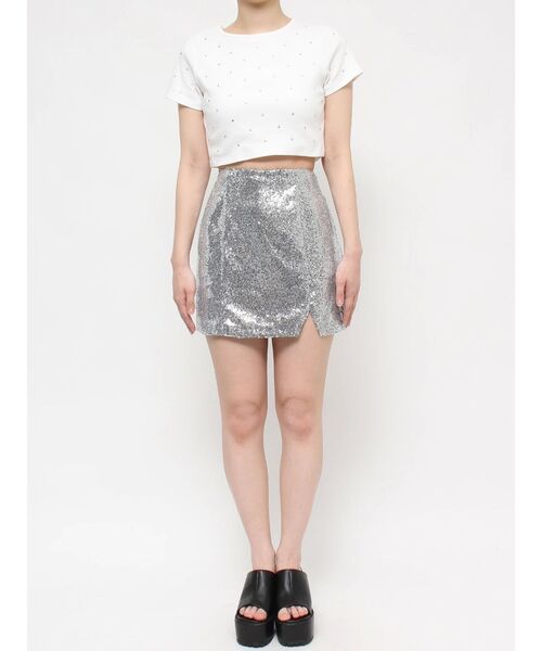 EVRIS（エヴリス）の「スパンコールミニスカート（スカート・レディース・シルバー/ピンク・MEDIUM/SMALL）」の21枚目の写真