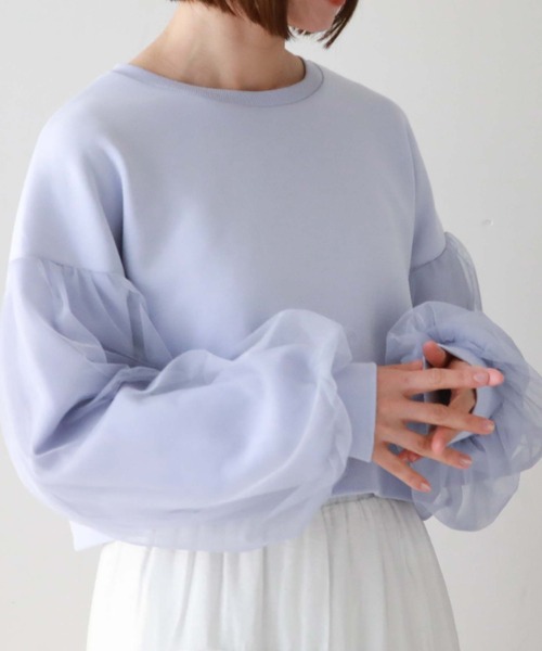 archives（アルシーヴ）の「チュールスリーブダンボールプルオーバー（スウェット・レディース・ブラック/オフホワイト/オレンジ/ブルー・MEDIUM）」の4枚目の写真