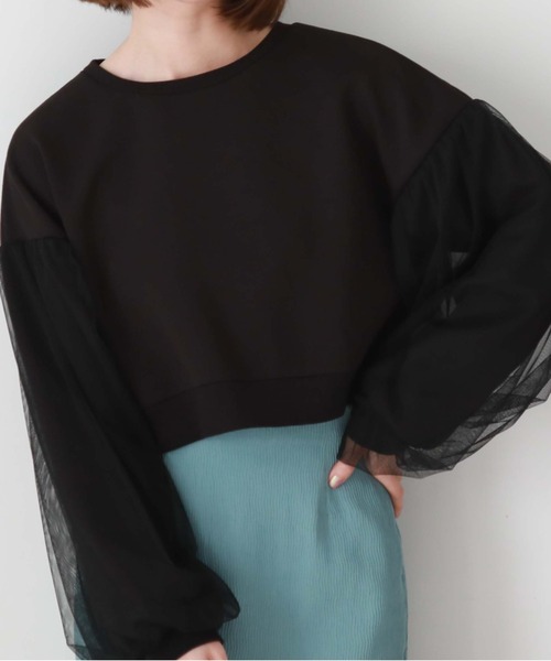 archives（アルシーヴ）の「チュールスリーブダンボールプルオーバー（スウェット・レディース・ブラック/オフホワイト/オレンジ/ブルー・MEDIUM）」の3枚目の写真