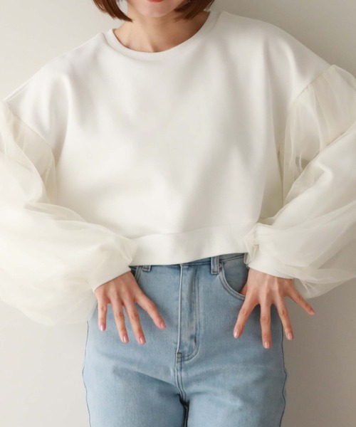 archives（アルシーヴ）の「チュールスリーブダンボールプルオーバー（スウェット・レディース・ブラック/オフホワイト/オレンジ/ブルー・MEDIUM）」の17枚目の写真