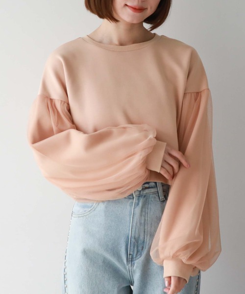 archives（アルシーヴ）の「チュールスリーブダンボールプルオーバー（スウェット・レディース・ブラック/オフホワイト/オレンジ/ブルー・MEDIUM）」の5枚目の写真