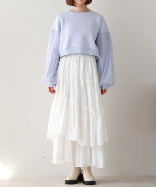 archives（アルシーヴ）の「チュールスリーブダンボールプルオーバー（スウェット・レディース・ブラック/オフホワイト/オレンジ/ブルー・MEDIUM）」の15枚目の写真