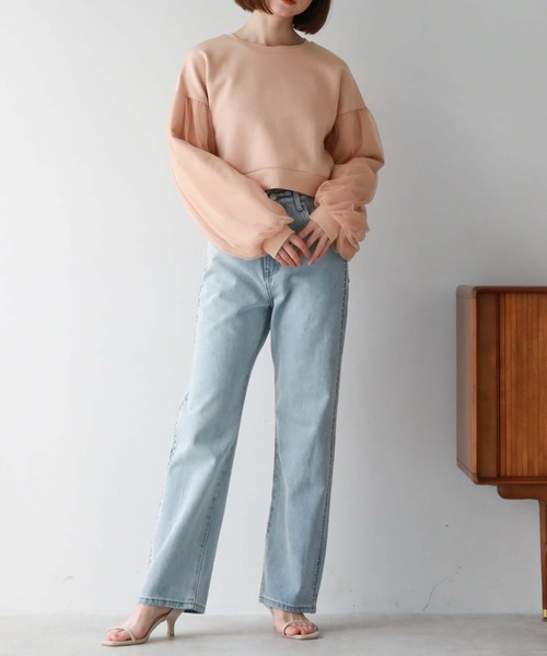 archives（アルシーヴ）の「チュールスリーブダンボールプルオーバー（スウェット・レディース・ブラック/オフホワイト/オレンジ/ブルー・MEDIUM）」の9枚目の写真