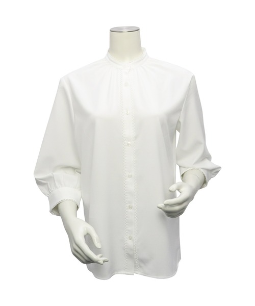 TOKYO SHIRTS(トウキョウシャツ)の「COFREX ピコレースブラウス 七分袖(シャツ/ブラウス・レディース・ホワイト・LL/L/M/S)」の2枚目の写真