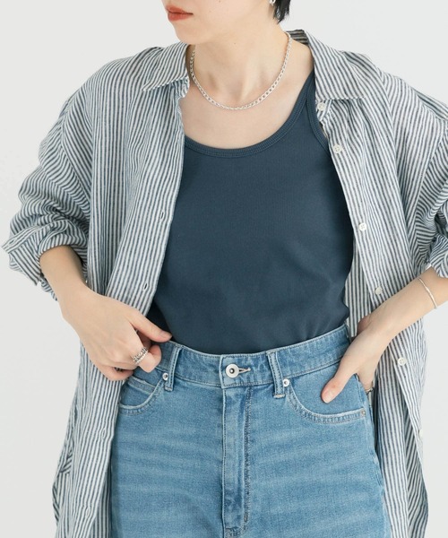 URBAN RESEARCH（アーバンリサーチ）の「『MADE IN JAPAN』リブタンクトップ（タンクトップ・レディース・チャコールグレー/ブルー系その他/ホワイト/シルバー・FREE）」の3枚目の写真