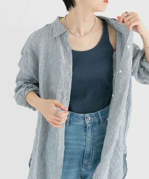 URBAN RESEARCH（アーバンリサーチ）の「『MADE IN JAPAN』リブタンクトップ（タンクトップ・レディース・チャコールグレー/ブルー系その他/ホワイト/シルバー・FREE）」の14枚目の写真