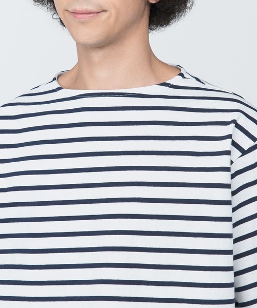 無印良品（ムジルシリョウヒン）の「紳士　洗いざらし太番手ボートネック五分袖Ｔシャツ（Tシャツ/カットソー・メンズ・ダークブラウン系4/ブラック系2/ブルー系6/ネイビー系1・XL/L/M/S）」の12枚目の写真