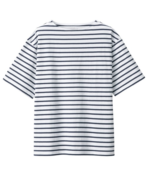 無印良品（ムジルシリョウヒン）の「紳士　洗いざらし太番手ボートネック五分袖Ｔシャツ（Tシャツ/カットソー・メンズ・ダークブラウン系4/ブラック系2/ブルー系6/ネイビー系1・XL/L/M/S）」の14枚目の写真