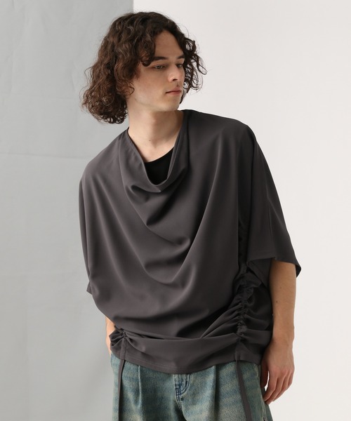 HARE(ハレ)の「ドレープデザインプルオーバー(HARE)(Tシャツ/カットソー・メンズ・ブラック/グレー/オフホワイト・FREE)」の3枚目の写真
