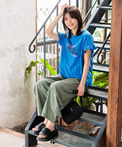 ニコアンド てぃら アソートサマーTシャツ＆チェックゆるパンツ セット niko and（ニコアンド）の「アソートフリルロックTEE（T