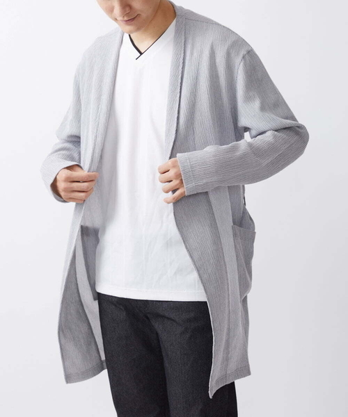 MK MICHEL KLEIN HOMME (エムケーミッシェルクランオム)の「ドライ楊柳コーディガン(カーディガン/ボレロ・メンズ・アイボリー/ブラック/ライトグレー・48/46)」の3枚目の写真
