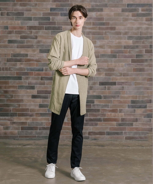 MK MICHEL KLEIN HOMME (エムケーミッシェルクランオム)の「ドライ楊柳コーディガン(カーディガン/ボレロ・メンズ・アイボリー/ブラック/ライトグレー・48/46)」の4枚目の写真