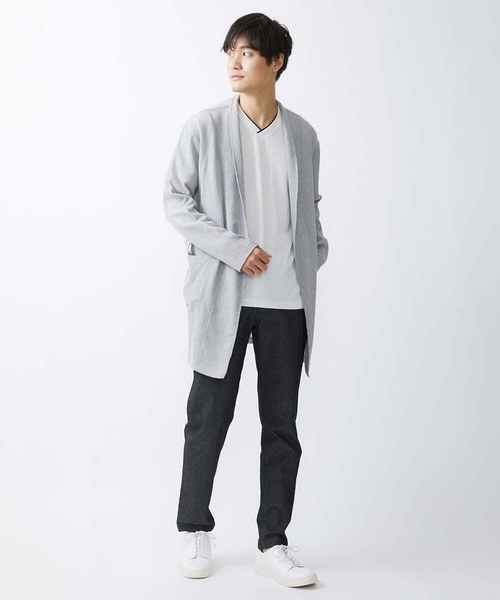 MK MICHEL KLEIN HOMME (エムケーミッシェルクランオム)の「ドライ楊柳コーディガン(カーディガン/ボレロ・メンズ・アイボリー/ブラック/ライトグレー・48/46)」の5枚目の写真