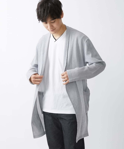 MK MICHEL KLEIN HOMME (エムケーミッシェルクランオム)の「ドライ楊柳コーディガン(カーディガン/ボレロ・メンズ・アイボリー/ブラック/ライトグレー・48/46)」の6枚目の写真