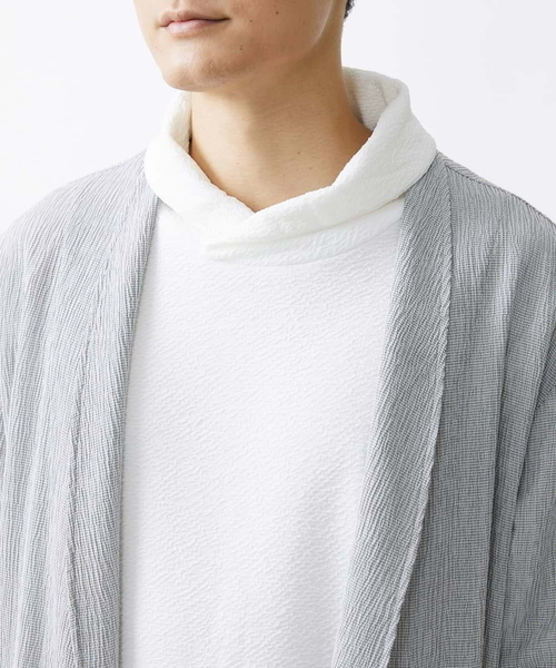 MK MICHEL KLEIN HOMME (エムケーミッシェルクランオム)の「ドライ楊柳コーディガン(カーディガン/ボレロ・メンズ・アイボリー/ブラック/ライトグレー・48/46)」の9枚目の写真