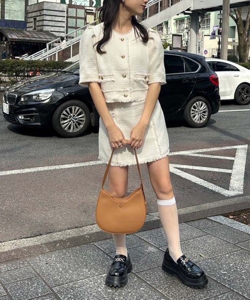 one after another NICE CLAUP（ワンアフターアナザーナイスクラップ）の「後ろレースアップ台形ミニスカート（スカート・レディース・ブラック/ブルー/ホワイト系その他/アイボリー・FREE）」の16枚目の写真