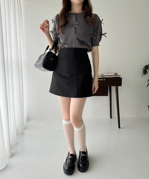 one after another NICE CLAUP（ワンアフターアナザーナイスクラップ）の「後ろレースアップ台形ミニスカート（スカート・レディース・ブラック/ブルー/ホワイト系その他/アイボリー・FREE）」の14枚目の写真