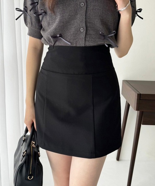 one after another NICE CLAUP（ワンアフターアナザーナイスクラップ）の「後ろレースアップ台形ミニスカート（スカート・レディース・ブラック/ブルー/ホワイト系その他/アイボリー・FREE）」の15枚目の写真