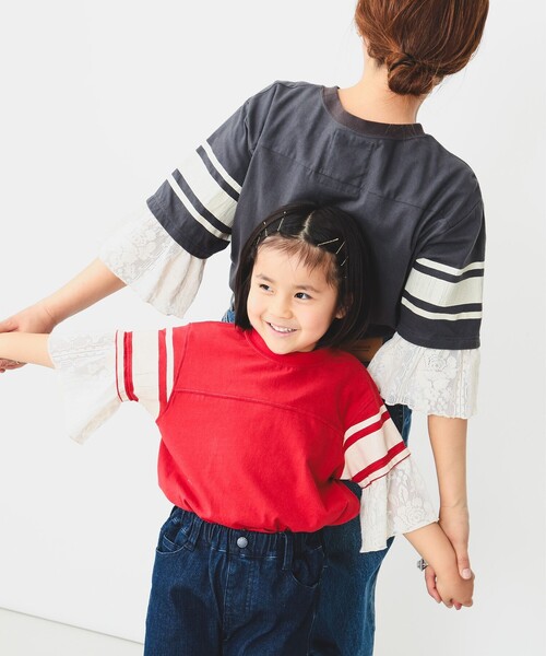 GO TO HOLLYWOOD(ゴートゥーハリウッド)の「GO TO HOLLYWOOD × B:MING by BEAMS / 別注 フットボール フリル Tシャツ(100~150cm)(Tシャツ/カットソー・キッズ・レッド/チャコールグレー・LARGE/MEDIUM/SMALL)」の11枚目の写真