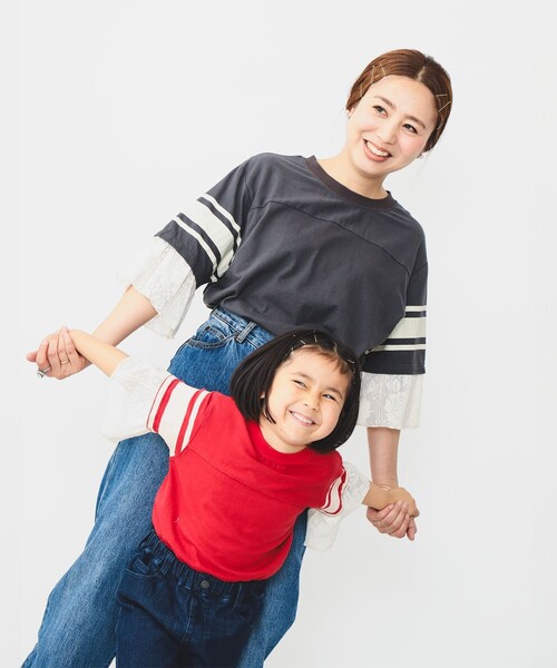 GO TO HOLLYWOOD(ゴートゥーハリウッド)の「GO TO HOLLYWOOD × B:MING by BEAMS / 別注 フットボール フリル Tシャツ(100~150cm)(Tシャツ/カットソー・キッズ・レッド/チャコールグレー・LARGE/MEDIUM/SMALL)」の15枚目の写真