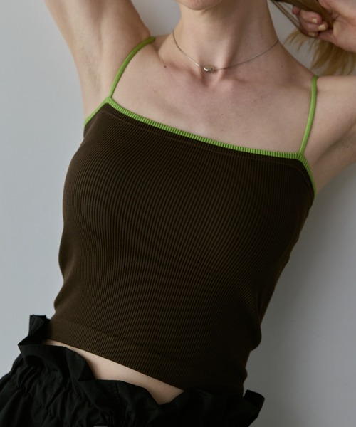 Happy John（ハッピージョン）の「short cup cami / カップ付きキャミソール（キャミソール・レディース・ブラック/ホワイト/ブラウン/グリーン・FREE）」の3枚目の写真