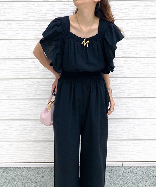 Q（キュー）の「ラッフルデザインオールインワン（つなぎ/オールインワン・レディース・ブラック/ライトブルー・MEDIUM）」の6枚目の写真