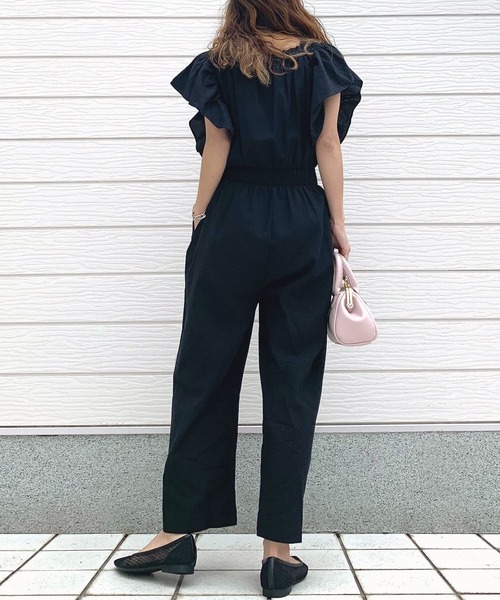 Q（キュー）の「ラッフルデザインオールインワン（つなぎ/オールインワン・レディース・ブラック/ライトブルー・MEDIUM）」の16枚目の写真