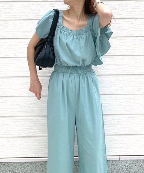 Q（キュー）の「ラッフルデザインオールインワン（つなぎ/オールインワン・レディース・ブラック/ライトブルー・MEDIUM）」の11枚目の写真