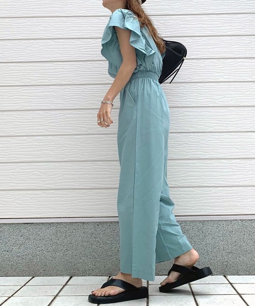 Q（キュー）の「ラッフルデザインオールインワン（つなぎ/オールインワン・レディース・ブラック/ライトブルー・MEDIUM）」の18枚目の写真