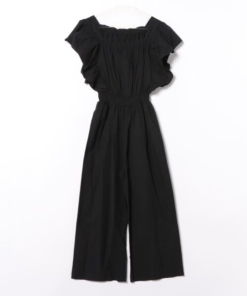 Q（キュー）の「ラッフルデザインオールインワン（つなぎ/オールインワン・レディース・ブラック/ライトブルー・MEDIUM）」の3枚目の写真