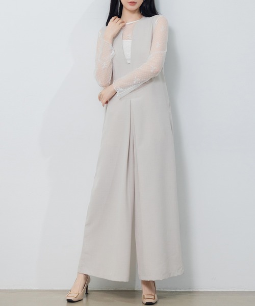 SAISON DE PAPILLON（セゾンドパピヨン）の「IラインシルエットVネックサロペット（サロペット/オーバーオール・レディース・ブラック/アイボリー/チャコール・M）」の16枚目の写真