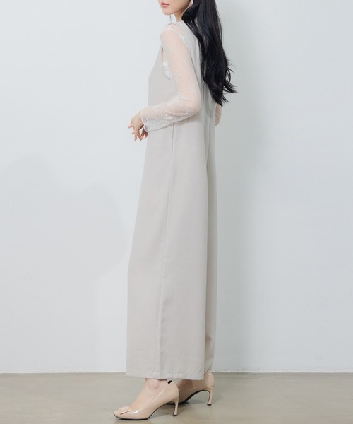 SAISON DE PAPILLON（セゾンドパピヨン）の「IラインシルエットVネックサロペット（サロペット/オーバーオール・レディース・ブラック/アイボリー/チャコール・M）」の17枚目の写真