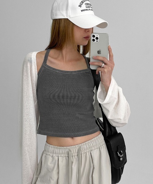 BLACKUP（ブラックアップ）の「[MADE] ティッセル SET - ワッシングリブノースリーブ（Tシャツ/カットソー・レディース・スカイブルー/チャコール/ダークグレー/ピンク・ONESIZE）」の3枚目の写真