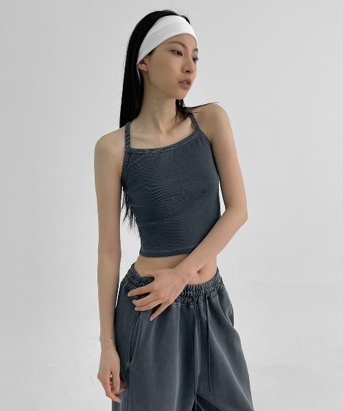 BLACKUP（ブラックアップ）の「[MADE] ティッセル SET - ワッシングリブノースリーブ（Tシャツ/カットソー・レディース・スカイブルー/チャコール/ダークグレー/ピンク・ONESIZE）」の2枚目の写真