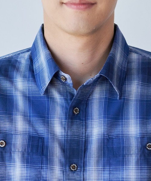 Arnold Palmer（アーノルドパーマー）の「ヴィンテージチェック 半袖 シャツ（シャツ/ブラウス・メンズ・ネイビー/ブラウン/グリーン・M/L/LL）」の4枚目の写真