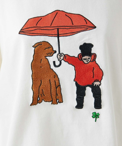 ear PAPILLONNER（イアパピヨネ）の「《綿100％/ユニセックス/手洗い可》ear×KEN NAKAYAMA 刺しゅうTシャツ（Tシャツ/カットソー・レディース・ホワイト系その他2/ホワイト/ホワイト系その他・FREE）」の7枚目の写真