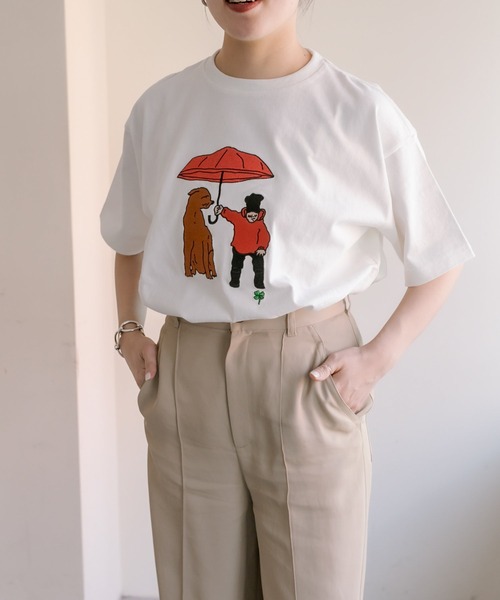 ear PAPILLONNER（イアパピヨネ）の「《綿100％/ユニセックス/手洗い可》ear×KEN NAKAYAMA 刺しゅうTシャツ（Tシャツ/カットソー・レディース・ホワイト系その他2/ホワイト/ホワイト系その他・FREE）」の13枚目の写真