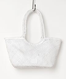 Swaraj 手編みゴートレザートート　本革　かごバッグ　ホワイト MAISON mou トートバッグ 「Swaraj/スワラージ」手編みゴート