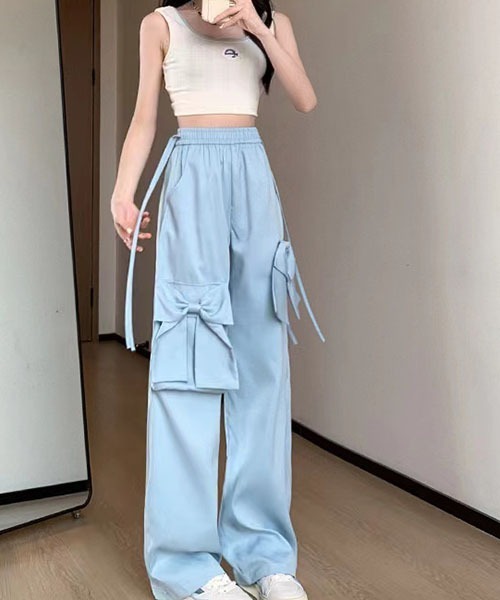 gossip！ロサンゼルス（ゴシップロサンゼルス）の「リボンカーゴパンツ（カーゴパンツ・レディース・ブラック/サックスブルー/ピンク/チャコール・M/L/S）」の6枚目の写真