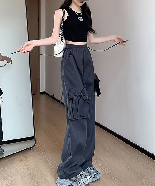 gossip！ロサンゼルス（ゴシップロサンゼルス）の「リボンカーゴパンツ（カーゴパンツ・レディース・ブラック/サックスブルー/ピンク/チャコール・M/L/S）」の11枚目の写真