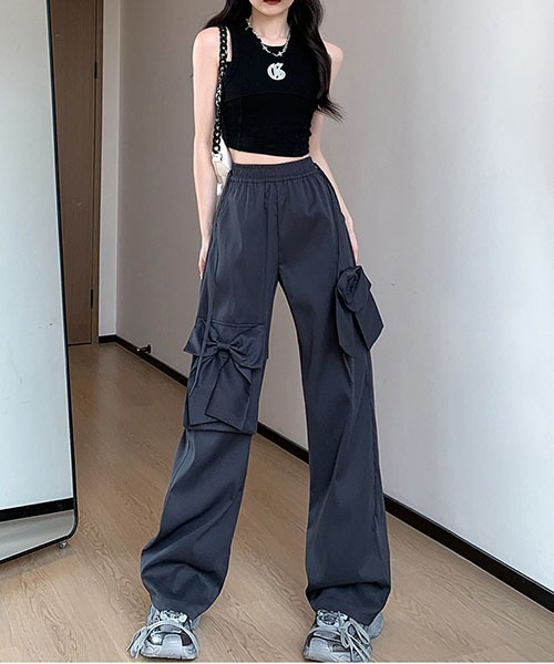 gossip！ロサンゼルス（ゴシップロサンゼルス）の「リボンカーゴパンツ（カーゴパンツ・レディース・ブラック/サックスブルー/ピンク/チャコール・M/L/S）」の10枚目の写真